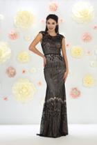 May Queen - Rq7448 Cap Sleeve Sequined Lace Gown