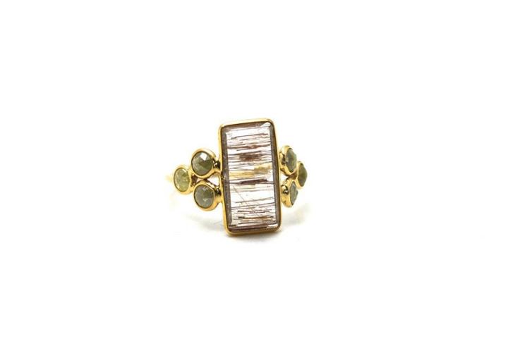 Tresor Collection - 18k Yellow Gold Ring With Copper Rutile And Champagne Diamond