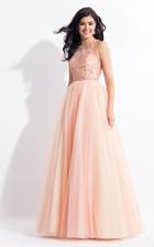 Rachel Allan - 6103 Beaded Illusion Halter Tulle A-line Dress