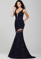 Jovani - 36074 Beaded Lace V Neck Mermaid Gown