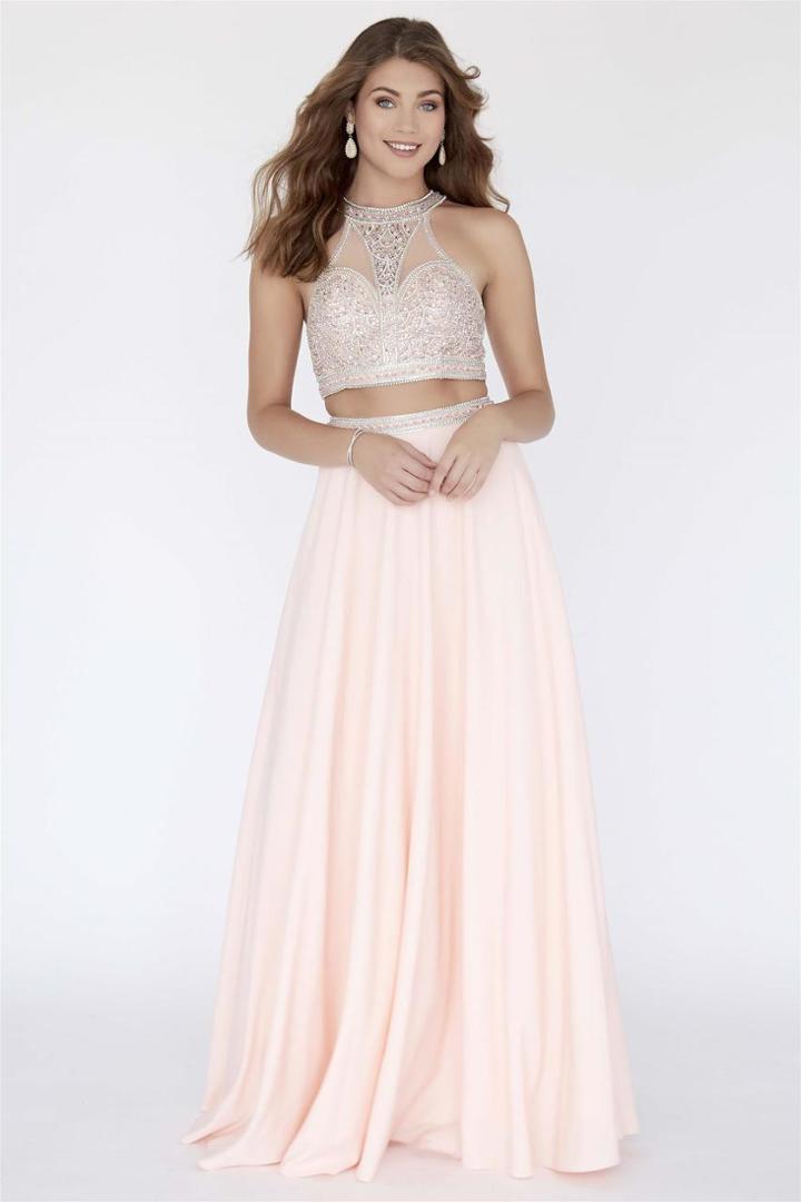 Jolene Collection - 18300 Two Piece Beaded Halter A-line Dress