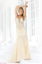Blush - Sequined Trumpet Gown With Open Back 9325