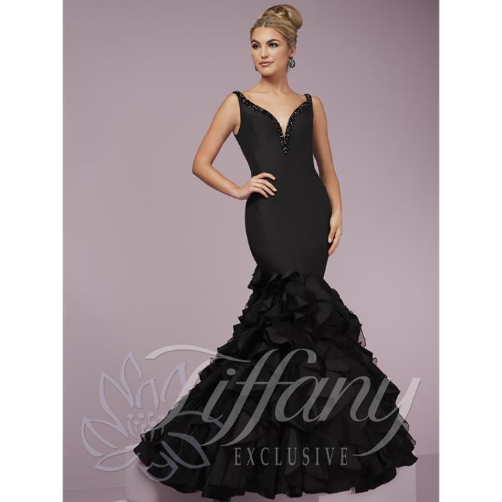 Tiffany Designs - Lavishly Chic Organza Mermaid Evening Gown 46093