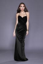 Shail K - 33928 Draped Velvet Bodice Sheath Gown