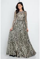 Terani Evening - 1723e4286 Gilded Leaf Embroidered Evening Gown