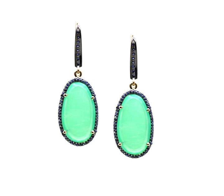 Tresor Collection - Cysophrase & Blue Sapphire Earring In 18k Yellow Gold