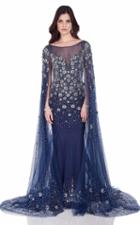 Terani Couture - Crystal Embellished Cape Detail Starry Night Evening Gown 1622gl1996