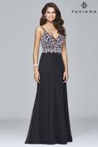Faviana - S7949 Long Fit And Flare Dress With Beaded Bodice