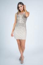 Milano Formals - E2269 Sleeveless Sheer Beaded Short Dress