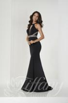 Tiffany Designs - 46141 Bead Accented Halter Trumpet Dress