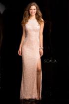 Scala - 48564 Open Back Sequin Prom Dress With Side Slit