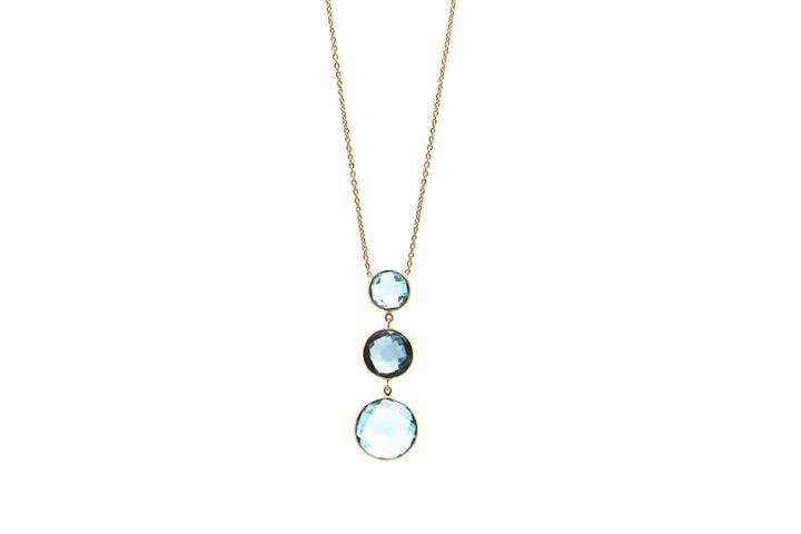 Tresor Collection - 18k Yellow Gold Necklace With London Blue Topaz & Sky Blue Topaz