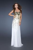 La Femme - 18603 Strapless Metallic Sequined Empire Gown