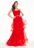 Ashley Lauren - 1293 Strapless Layered Tulle A-line Dress