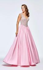 Tarik Ediz - Richly Beaded Pattern Bodice V-neck Gown 93181