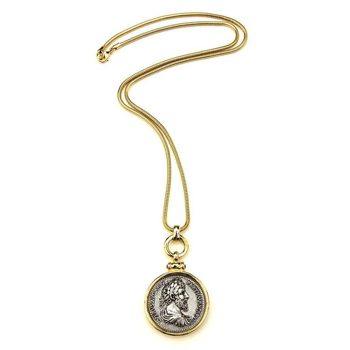 Ben-amun - Roman Coin Gold Necklace With Coin Pendant