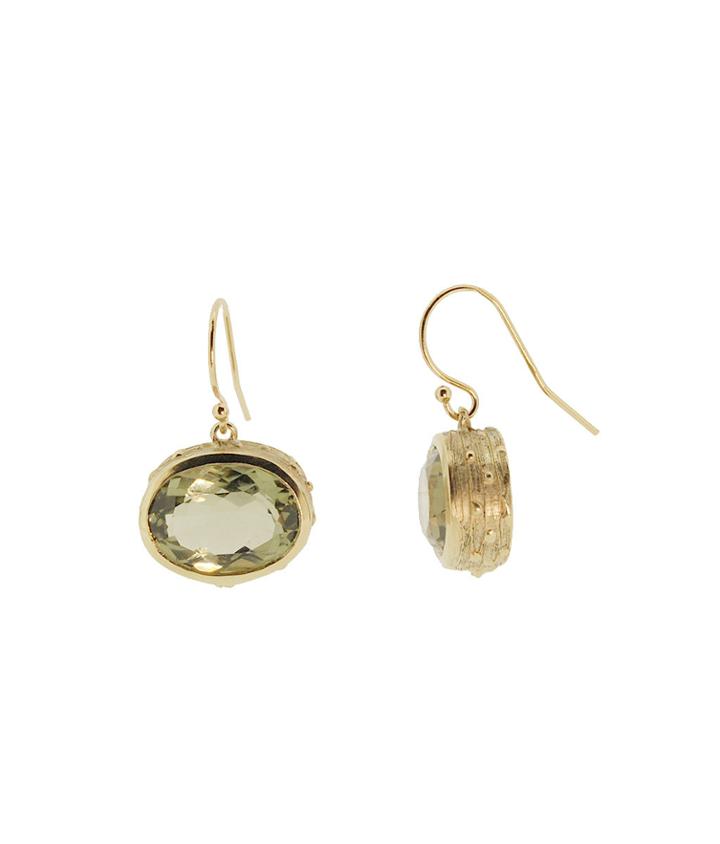 Lori Kaplan Jewelry - 10k Gold Green Amethyst Earrings