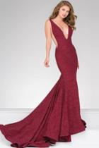 Jovani - Fitted Plunging V- Neckline Prom Dress 47075