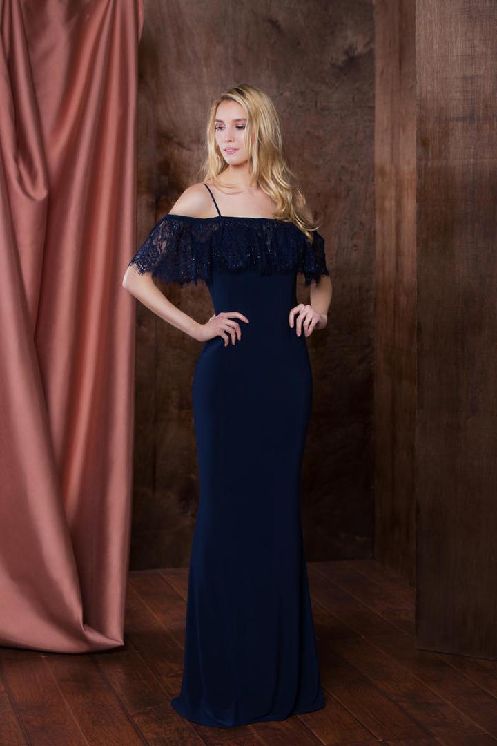 Colors Dress - 1753 Lace Off Shoulder Evening Dress