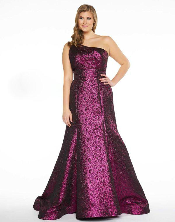 Mac Duggal Fabulouss - 66282f One Shoulder Strap Metallic Dress