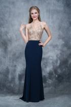 Nina Canacci - 2130 Embroidered Illusion V-neck Sheath Dress