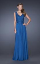 La Femme - 19179 Jeweled V-neck A-line Dress