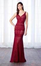 Cameron Blake - 217631 Laced Deep V-neck Trumpet Dress