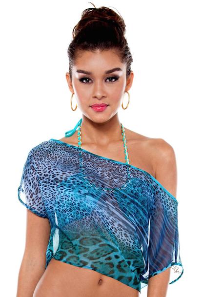 Nicolita Swimwear - Cienfuegos Crop Top Teal Leopard