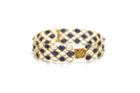 Tresor Collection - Blue Sapphire And Rainbow Moonstone Triple Row Bangle Bracelet Set In 18k Yellow Gold