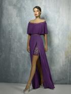 Beside Couture By Gemy - Bc1266 Ruched Off Shoulder High Low Dress