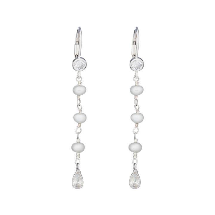 Ashley Schenkein Jewelry - Bridal Sterling Silver Pearl Dangle Earring