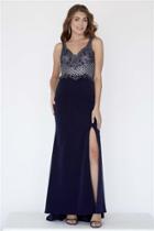 Jolene Collection - 18006 Beaded Fitted Dress With Slit