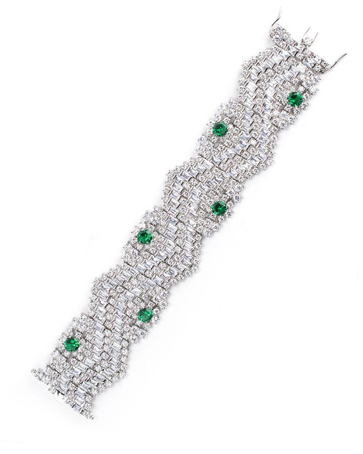 Cz By Kenneth Jay Lane - Emerald Zigzag Bracelet