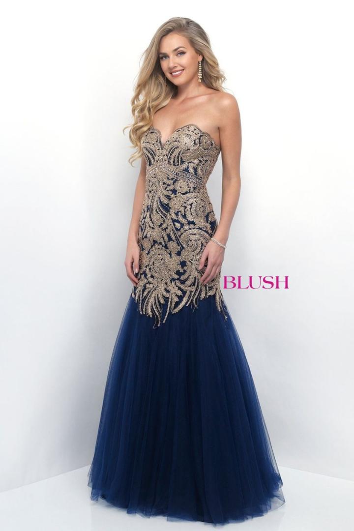 Blush - Gilded Scalloped Sweetheart Trumpet Gown 7107