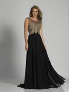 Dave & Johnny - 3126 Cap Sleeve Gilded Lace A-line Gown