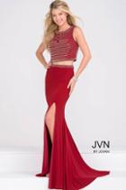 Jovani - Two Piece Jersey High Slit Dress Jvn49602
