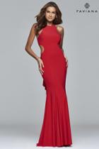 Faviana - 7945 Long Halter Dress With Cut-outs At Waist
