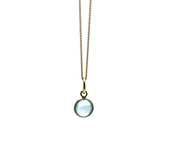 Tresor Collection - Blue Topaz Simple Round Pendant In 18k Yellow Gold
