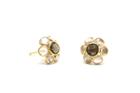 Tresor Collection - Rose Quarts And Smoky Quartz Medium Flower Stud Earrings In 18k Yellow Gold