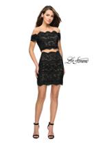 La Femme - 26666 Two Piece Scalloped Off-shoulder Fitted Dress