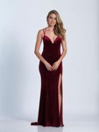 Dave & Johnny - 3582 Strappy Fitted Gown With Slit