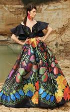 Mnm Couture - 2352 Colorful Fiesta Printed Ruffled Ballgown