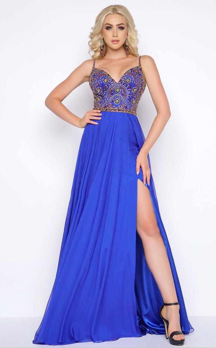 Cassandra Stone - 66028a V Neck Gown Style