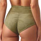 Montce Swim - Olive Faux Suede Added Coverage High Rise Bikini Bottom