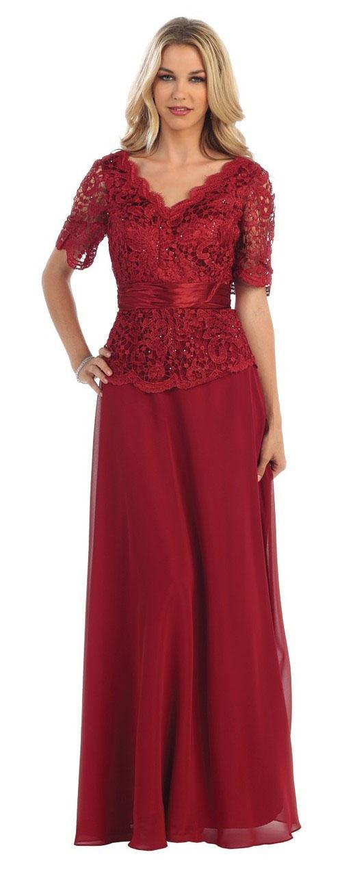 May Queen - Mq1198 Scalloped V-neck A-line Dress
