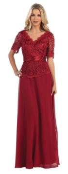 May Queen - Mq1198 Scalloped V-neck A-line Dress
