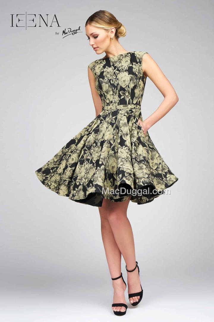 Ieena For Mac Duggal - 48555 Cap Dress In Black Gold