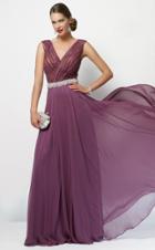 Alyce Paris - Rhinestone Belt V Neck Evening Gown