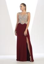 May Queen - Glamorous Sequined And Beaded V-neck Dress Rq7444