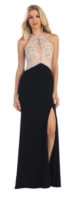 May Queen - Rq7277 Embellished Halter Sheath Dress